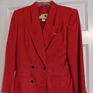 Kasper Red Suit, Skirt Jacket, Size 8, Vintage jacket and skirt lined Dressy